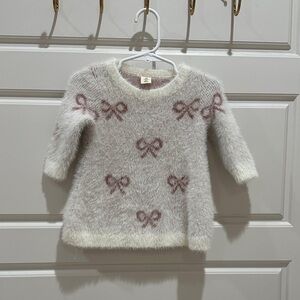 Tucker + Tate Fuzzy Cream and Pink Bow Dress